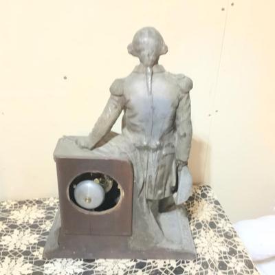Sale Photo Thumbnail #208: This is a great metal George Washington clock. Not working need handles no key.