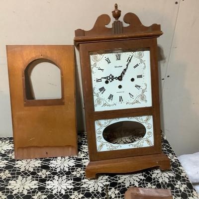 Sale Photo Thumbnail #190: Herschede Westminster chime wall clock.  Back is off and one foot is off.  No key but it works.