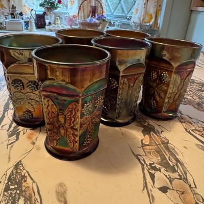 Carnival Glass Juice Set of 6