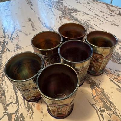 Carnival Glass Juice Set of 6