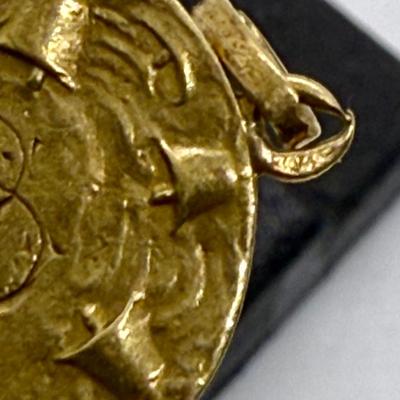 Sale Photo Thumbnail #9: Weight is 2.6g. Engraved with script initials on the reverse.