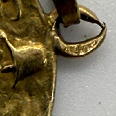 Sale Photo Thumbnail #10: Weight is 2.6g. Engraved with script initials on the reverse.