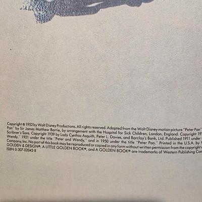 Little Golden Book Walt Disney's Peter Pan and Wendy - Classic 1952 First Edition A