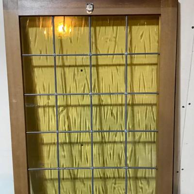 Sale Photo Thumbnail #310: This is a great amber stain glass window.  There is one pain that is missing.  Very nice piece.