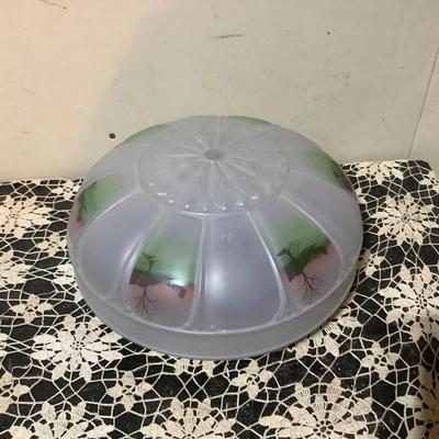 Sale Photo Thumbnail #110: This is a great frosted glass ceiling light shade.  It has nice painted trees.