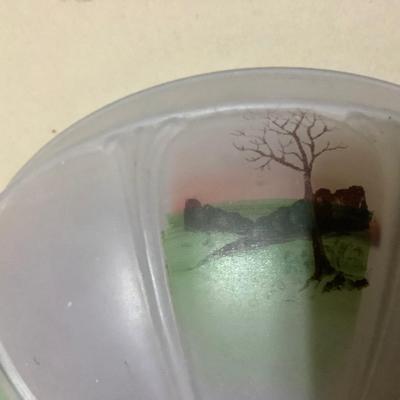 Sale Photo Thumbnail #111: This is a great frosted glass ceiling light shade.  It has nice painted trees.