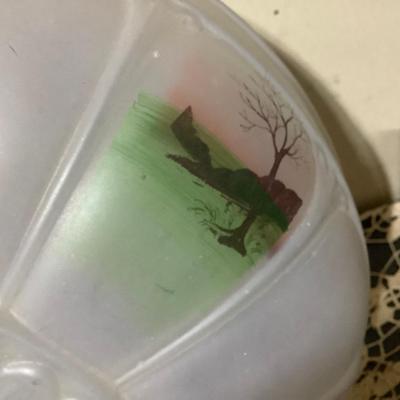 Sale Photo Thumbnail #112: This is a great frosted glass ceiling light shade.  It has nice painted trees.