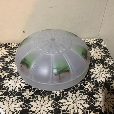 Sale Photo Thumbnail #109: This is a great frosted glass ceiling light shade.  It has nice painted trees.