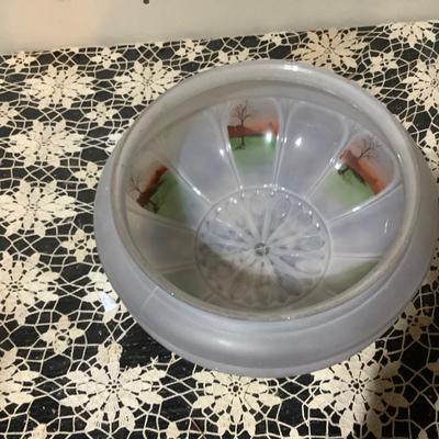 Sale Photo Thumbnail #113: This is a great frosted glass ceiling light shade.  It has nice painted trees.