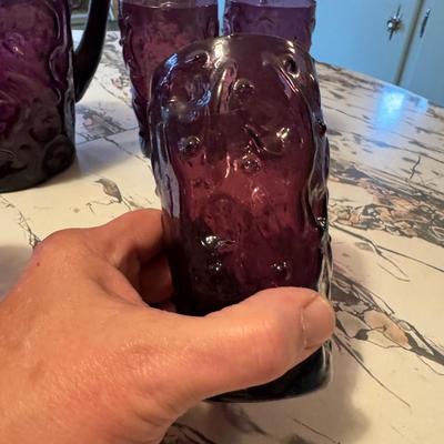 Art Glass Pitcher and Glass Set