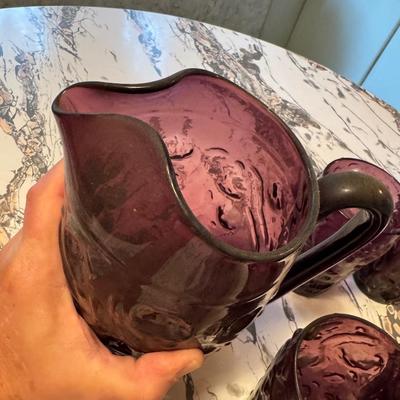 Art Glass Pitcher and Glass Set