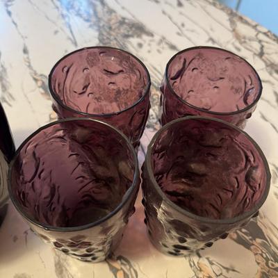 Art Glass Pitcher and Glass Set