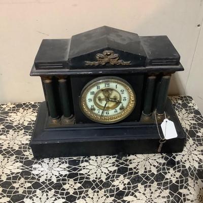 Sale Photo Thumbnail #203: This is a great vintage Mantle clock with key. It does work.