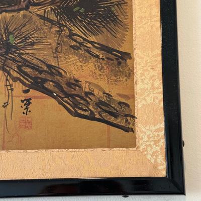 Vintage Japanese Hand-Painted Four-Panel Wall Art