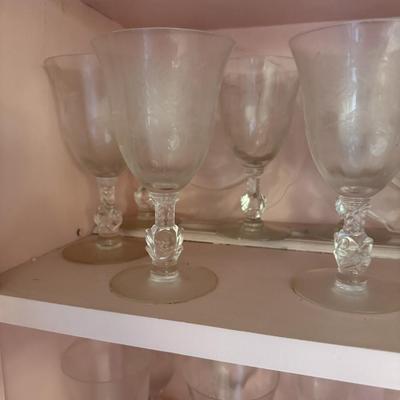 Heisey Glass Etched Rose Large Set