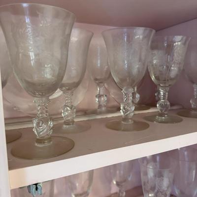 Heisey Glass Etched Rose Large Set