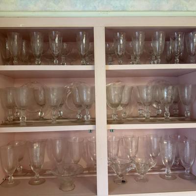 Heisey Glass Etched Rose Large Set