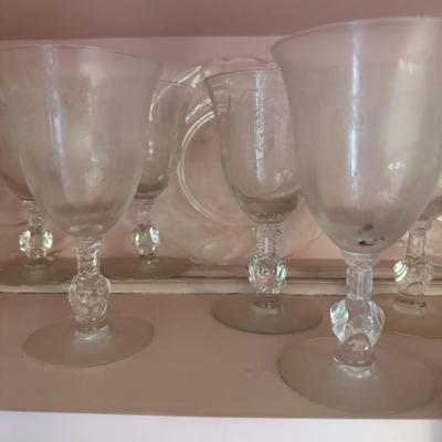 Heisey Glass Etched Rose Large Set