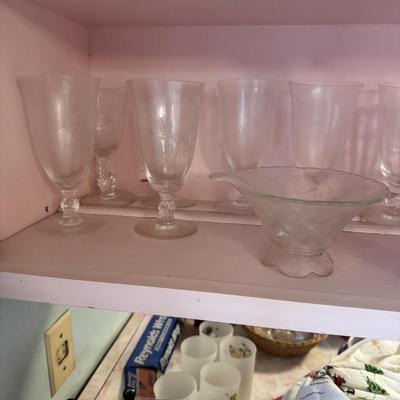 Heisey Glass Etched Rose Large Set