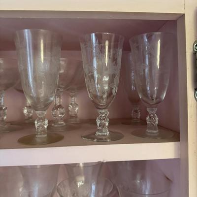 Heisey Glass Etched Rose Large Set