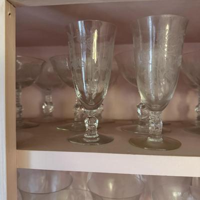 Heisey Glass Etched Rose Large Set