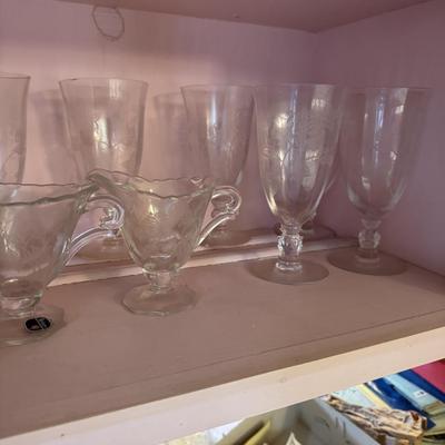 Heisey Glass Etched Rose Large Set
