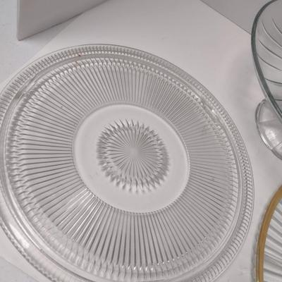 Glass Serve Ware- Platters and Cake Pedestal