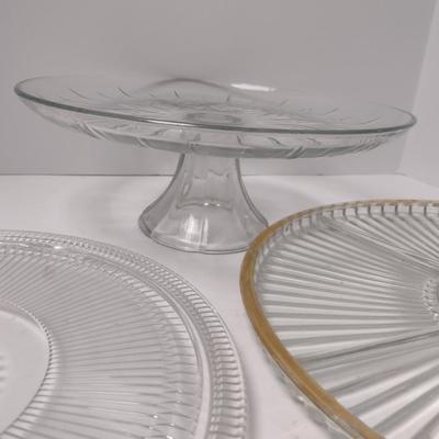 Glass Serve Ware- Platters and Cake Pedestal