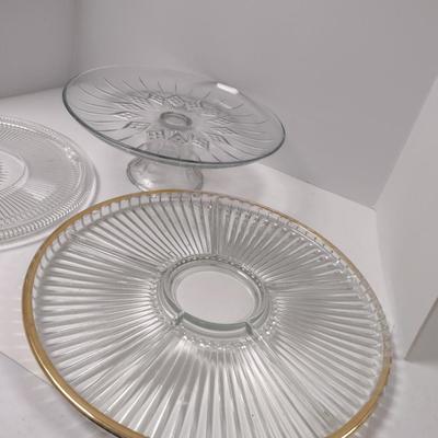 Glass Serve Ware- Platters and Cake Pedestal