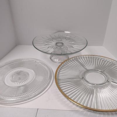 Glass Serve Ware- Platters and Cake Pedestal