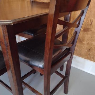 Tall Dining Table with Three Chairs and Bench Seat- Approx 48" x 36 1/2"