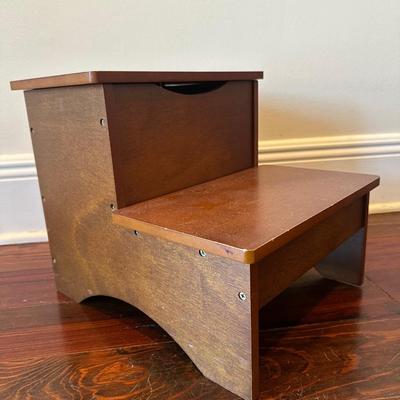 Wooden Two-Step Stool with Lift-Top Storage