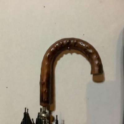 Sale Photo Thumbnail #466: You get this nice cart, a black and wood umbrella, and a vintage hand saw.