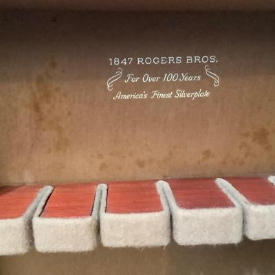 Sale Photo Thumbnail #492: Unusual vertical Johnson Brothers wood silverware box.