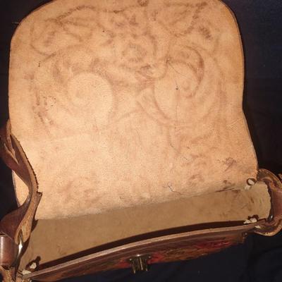 HAND TOOLED LEATHER PURSE