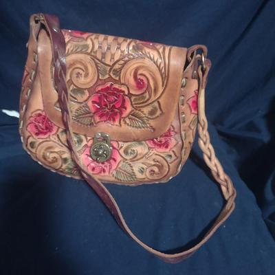 HAND TOOLED LEATHER PURSE