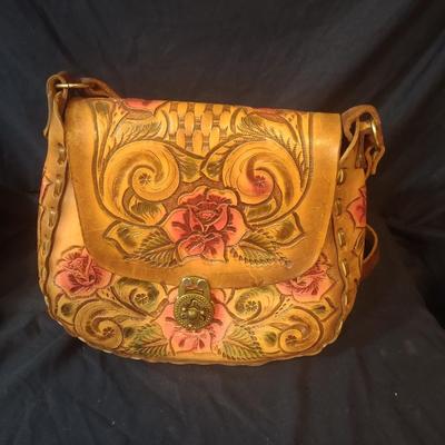 HAND TOOLED LEATHER PURSE