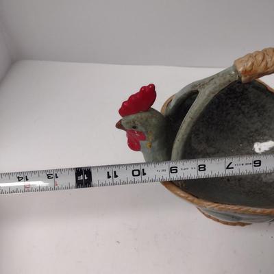 Chicken Design Glazed Ceramic Basket