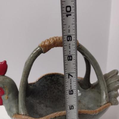 Chicken Design Glazed Ceramic Basket