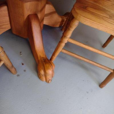 Wooden Dining Table and Four Chairs- Approx 47" in Diameter