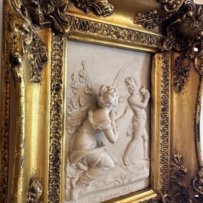 Pair of Cast Marble Figural Bas-Relief Plaques