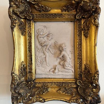 Pair of Cast Marble Figural Bas-Relief Plaques