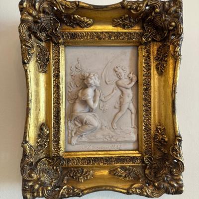 Pair of Cast Marble Figural Bas-Relief Plaques