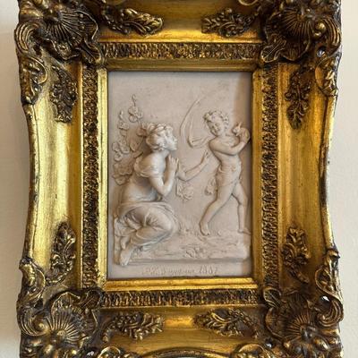 Pair of Cast Marble Figural Bas-Relief Plaques
