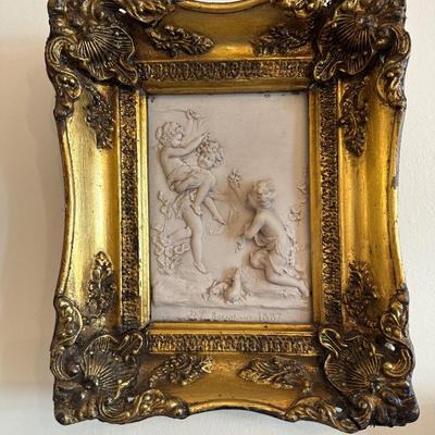 Pair of Cast Marble Figural Bas-Relief Plaques