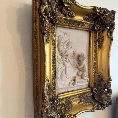 Pair of Cast Marble Figural Bas-Relief Plaques