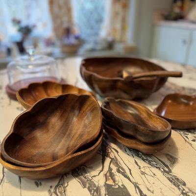 Wood Salad Bowl Set and Cheese Server
