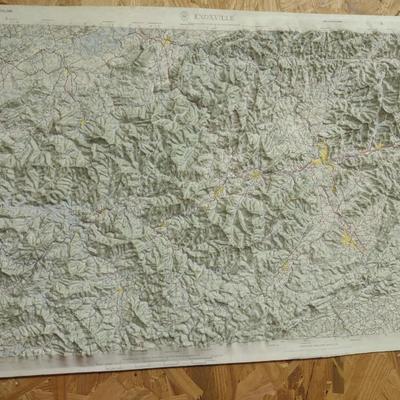 Vintage Knoxville Relief Map- Approx 19 1/4" x 31 3/8