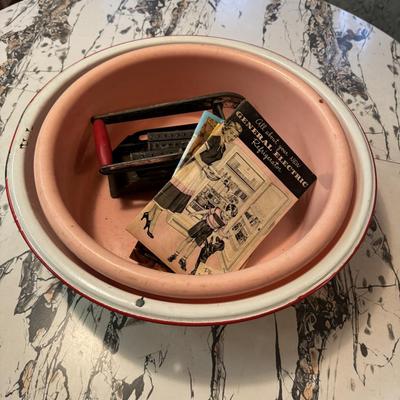Vintage Wash Pans, Fry Cutter and Manuals