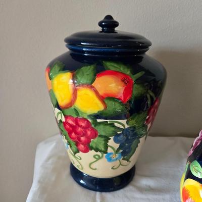 Sale Photo Thumbnail #40: Set of 3 Biscotti jars.  Good condition.  No chips or cracks.